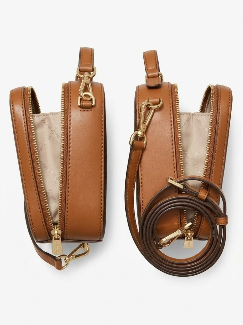 Michael Kors Dark Brown MK Logo Messenger Bag with Gold Hardware